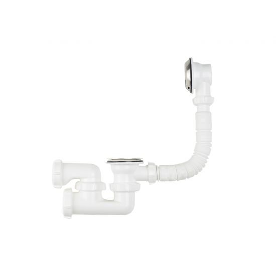 Сифон для ванны AQUANT регулируемый, с выпуском и переливом мойки (код V210-35)