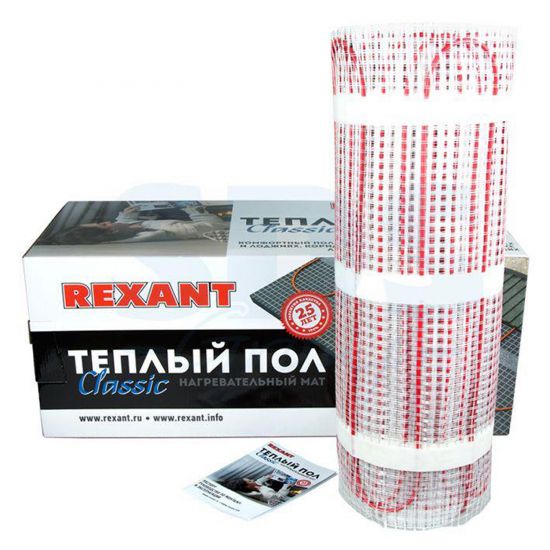 Теплый пол (нагревательный мат) REXANT Classic (0,5х2 м,150 Вт, S = 1,0 м2, двухжильный)