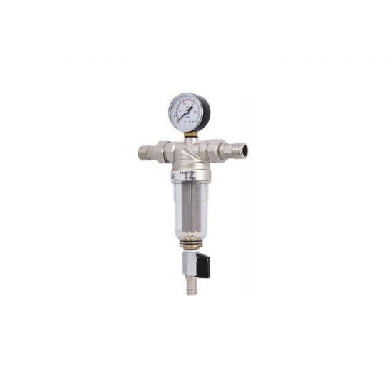 Фильтр промывной с манометром и прозрачной колбой (для холодной воды) 1/2" PF FS 238G (1/20)